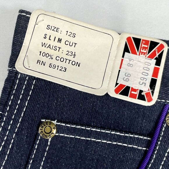 NWT Vintage 1970s Longstreet Dark Wash Denim Embroidered Jeans 12S / 23.5" - 24" - Picture 5 of 16